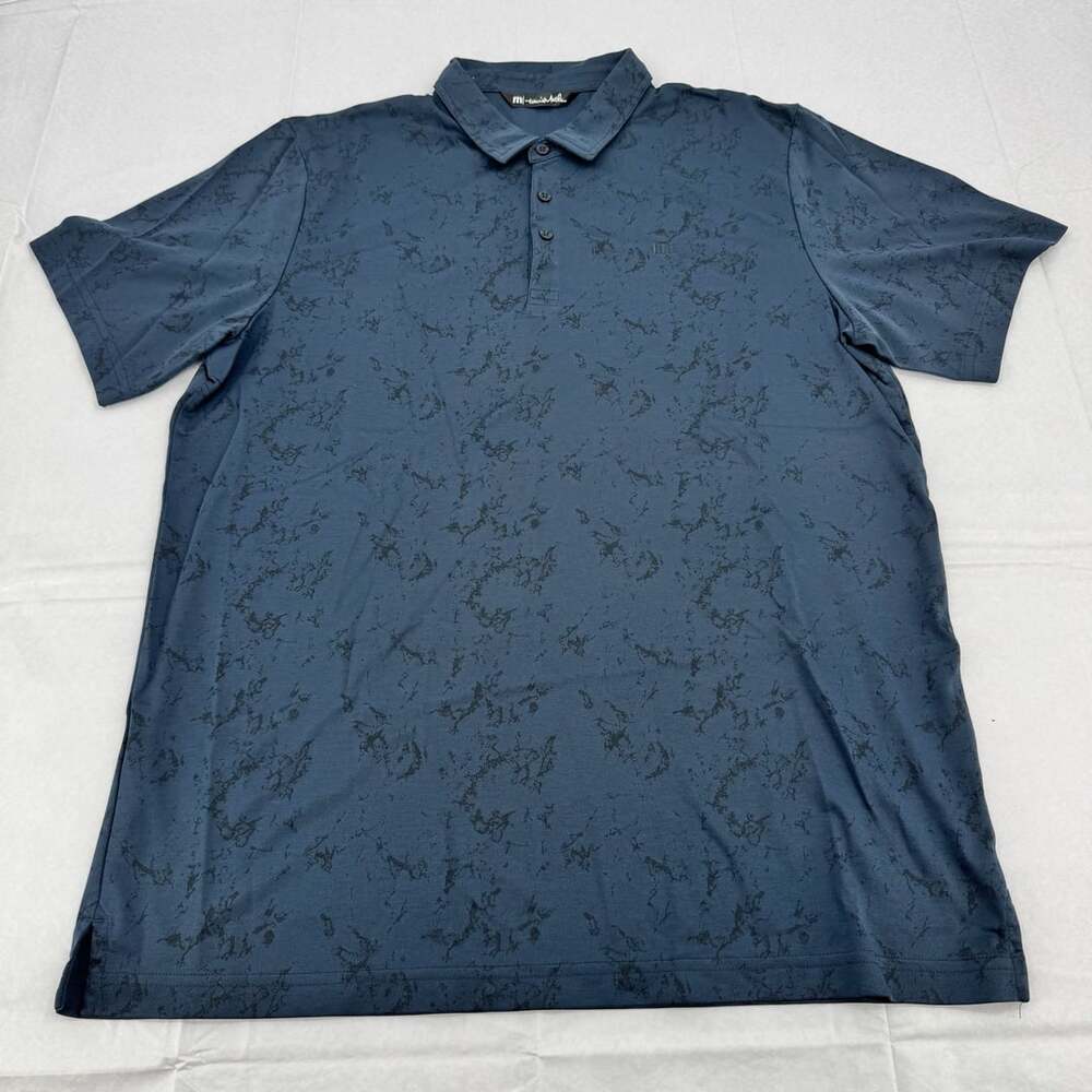 TravisMathew Warmer Tides Polo XL Navy Blue Floral Golf Shirt